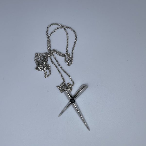Silberkette mit Onyx Kreuzanhänger