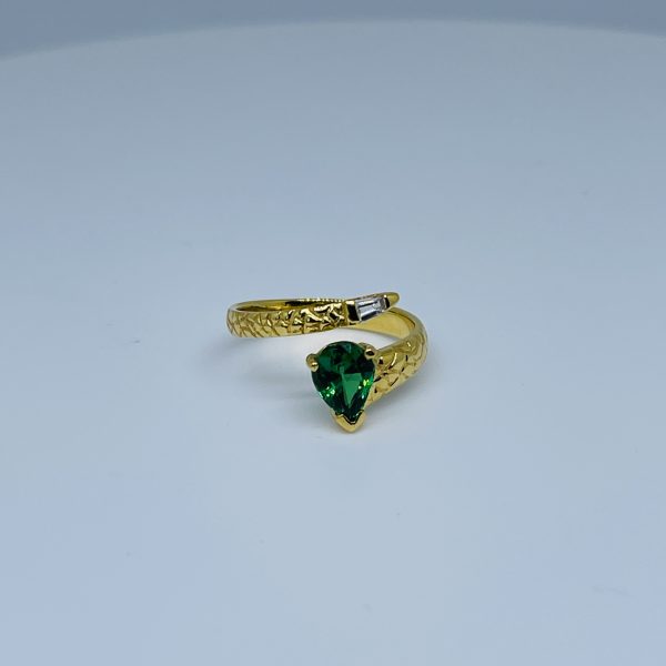 14 Karat Gelbgold Ring mit Tsavorite Granat und Diamant